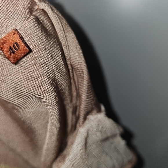 MISSONI Womens Side Ruffle square neckline tan & Cream sz 40 - Picture 7 of 9